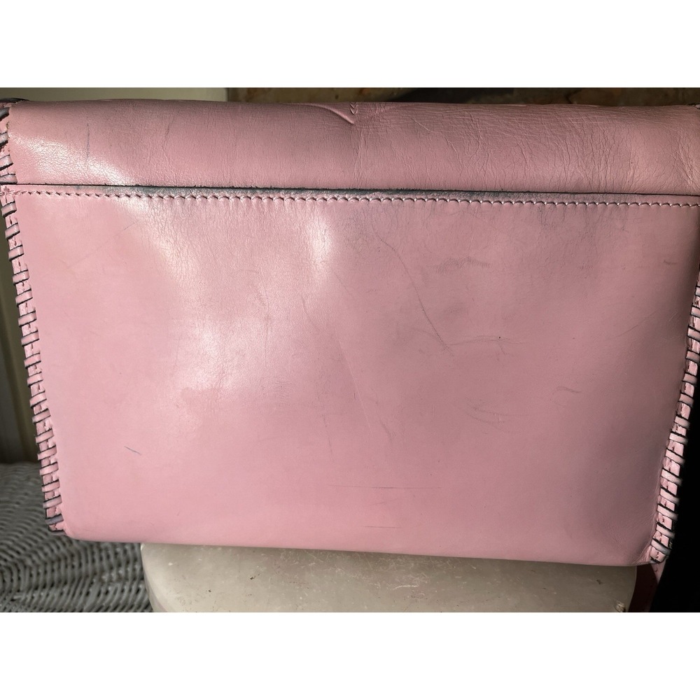 Patricia Nash Pink Embossed Crossbody Bag Snap Flap Zip Top Silver Hardware - Picture 11 of 11
